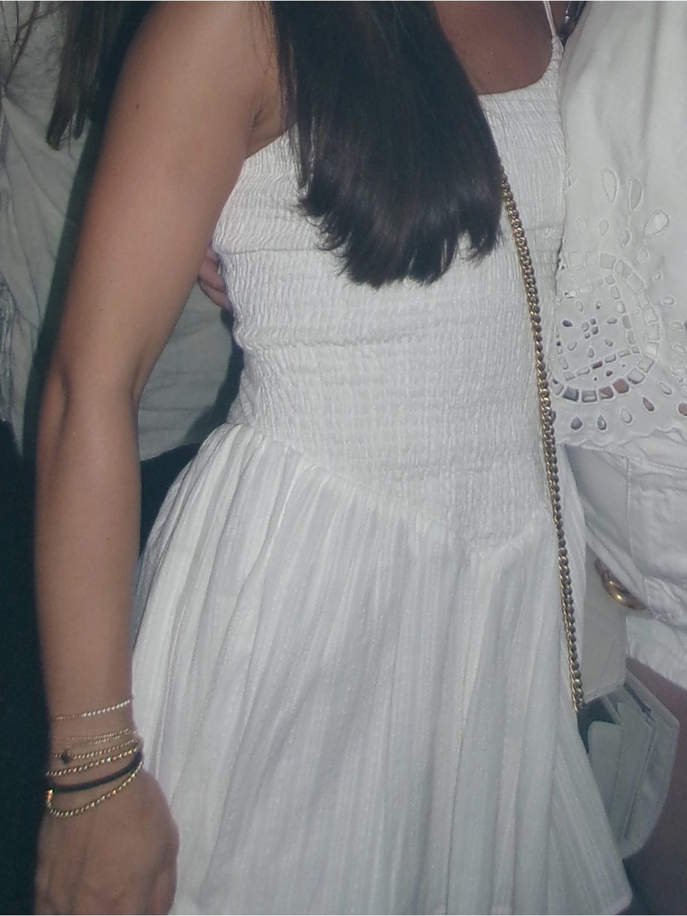 Calia smocked White Mini Dress with Pleated Skirt - Picture 5 of 5